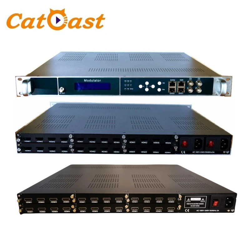 مغير تشفير الفيديو 24 قناة HD mi إلى 16 DVB-T/ISDB-T RF Modulator IPTV البث المباشر متعدد المواد