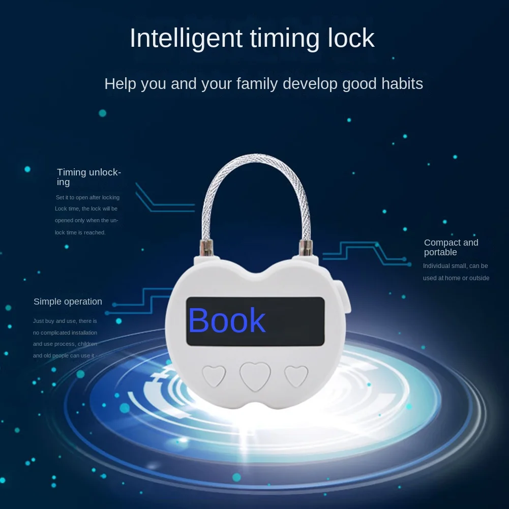 

B13CSmart Time Lock LCD Display Time Lock Multifunction Electronic Timer,Waterproof USB Rechargeable Temporary Timer Padlock