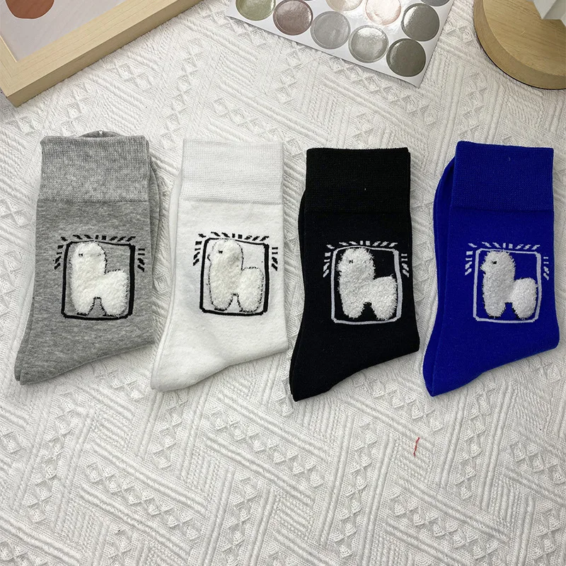 Japanese Harajuku Alpaca Animal Socks Cotton Casual Socks Warm Women Streetwear Funny Socks Short Happy Ankle Socks Hot Selling