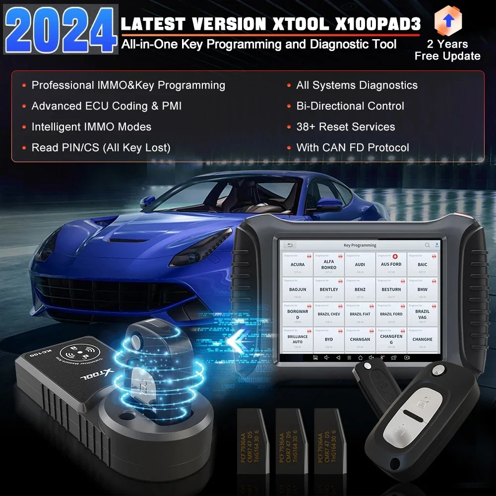 XTOOL X100 PAD3 Professional Key Programmer All System Diagnosis Tools ECU Coding With KC501 KC100 KS01 For BENZ/VW All Key Lost