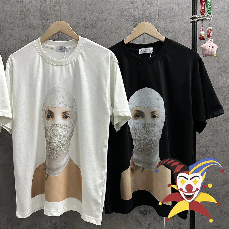 

IH NOM UH NIT Pearl Mask Tee Men Women Best Quality Limited Edition Paris T-shirt Tops Short Sleeve