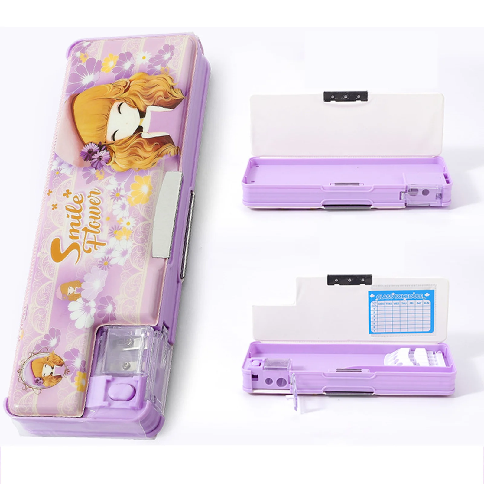 Mechanical Deformation Combination Lock Stationery Box Girl Cute Pencil Case School Student Pencil Box Cartoon Plastic Pen Case