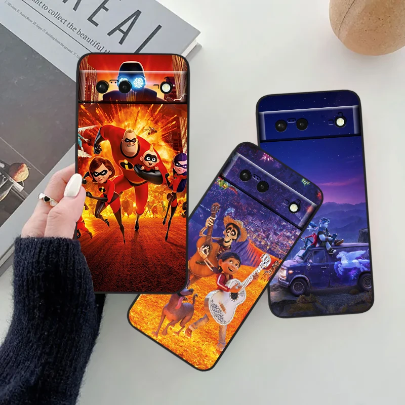 Disney Collection Cartoon For Google Pixel 8 7A 7 6A 6 5A 5 4 4A XL 5G Black Silicon Shockproof Shell Soft Phone Case