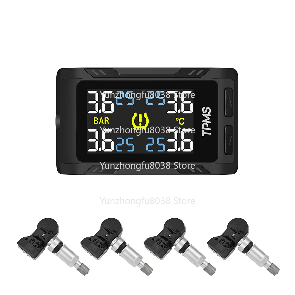 ثنائي الطاقة ACC USB TPMS رقمي عالمي مع أجهزة استشعار مدمجة نظام مراقبة ضغط الإطارات اللاصق في الوقت الحقيقي
