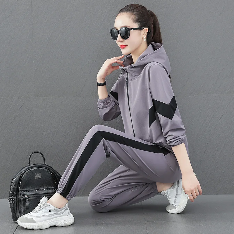 Plus Size tute da donna Outfit stile coreano felpa con cappuccio allentata felpa + pantalone Running Jogger Fitness Gym Workout Set Casual