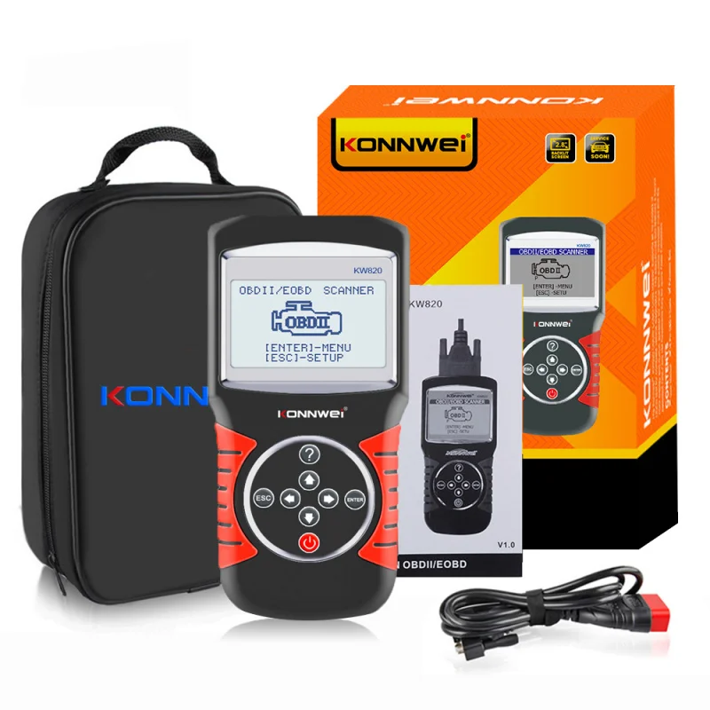 KW820 OBDII Scanner OBD2 Diagnostic Tool OBD Auto Engine Fault Detector Vehicle Tester EOBD Car Code Reader Multi-language