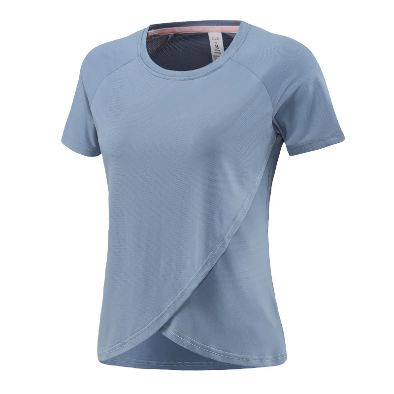 

Women Yoga Tsirts O Neck Sexy Navel Breathable Workout Crop Short Sleeve Jogging Home Fitness Solid Color Sport Running Tee