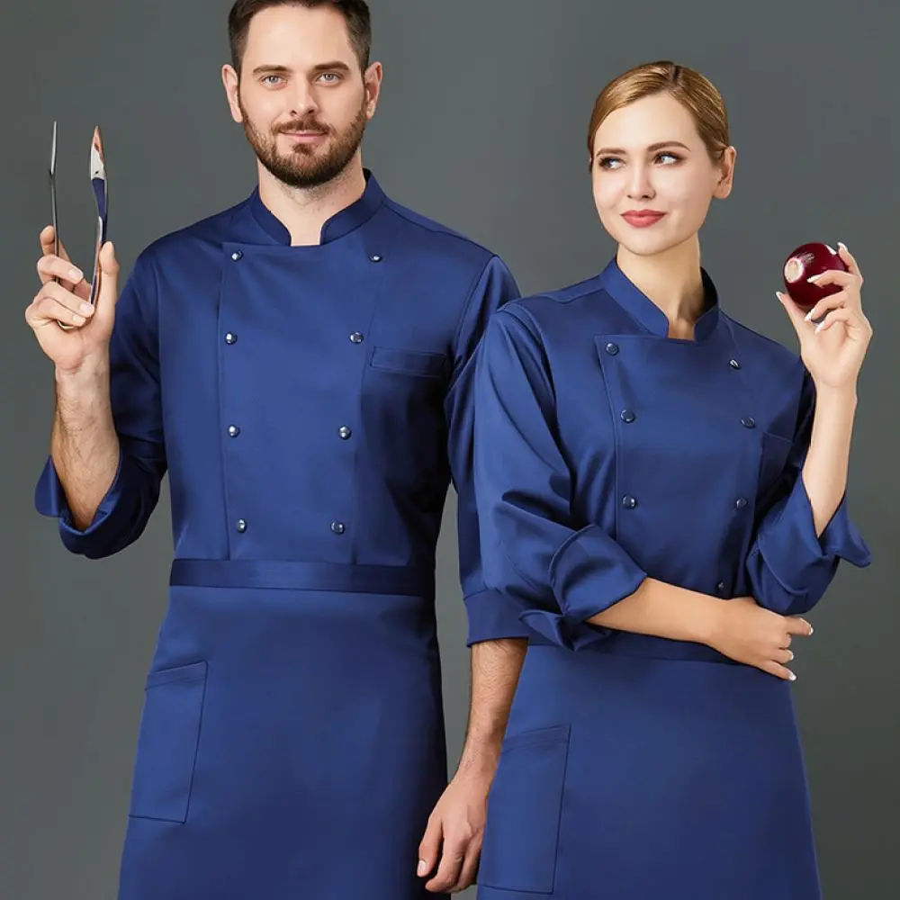 Unisex Professional Chef Coat Long Sleeve Restaurant Kitchen Workwear Durable Breathable Chinese Style Cook Top