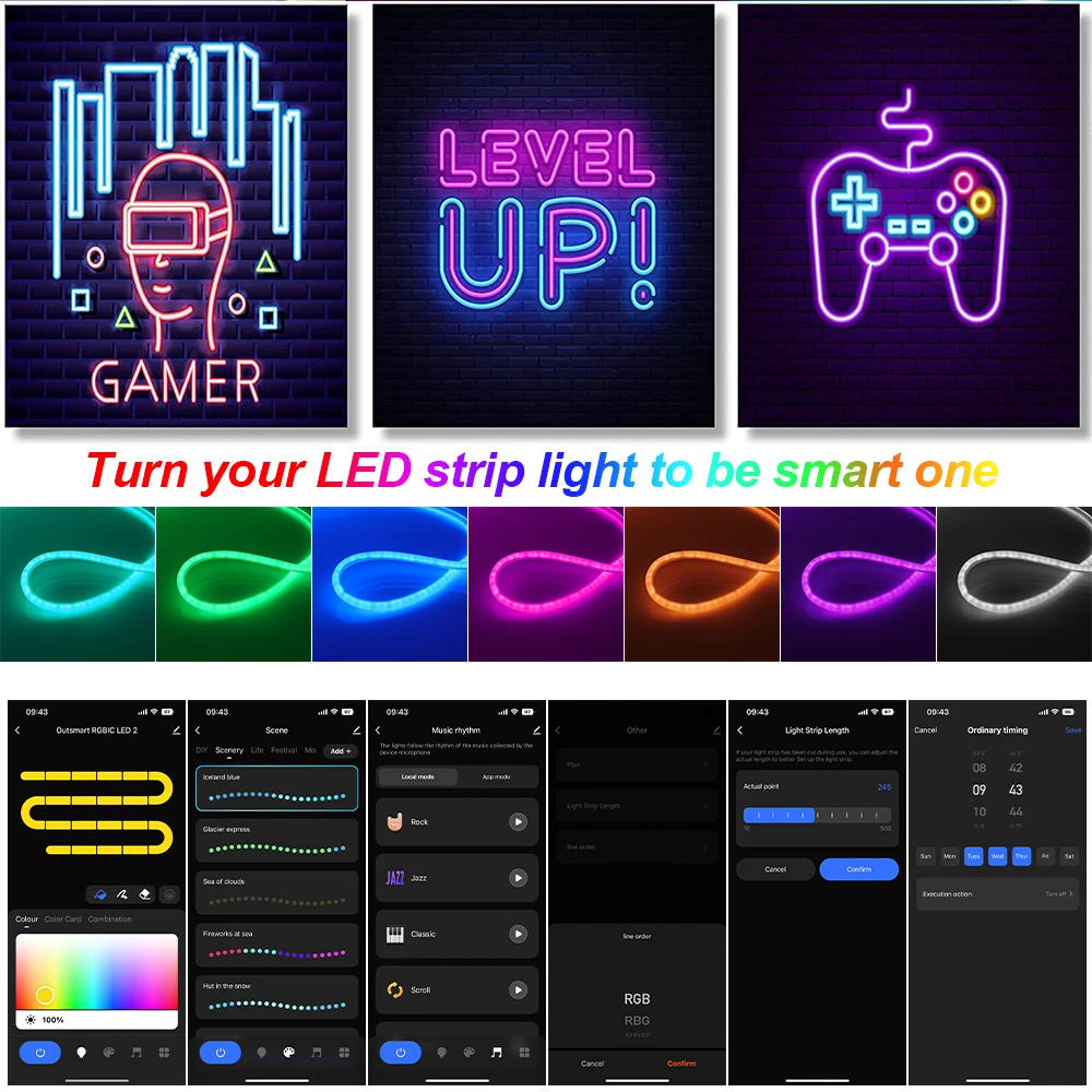 360 Round WS2811 RGB LED Strip 24V Smart Tuya WiFi LED Neon Strip Light Waterproof LED Tape for Bedroom Decoration EU US UK AU