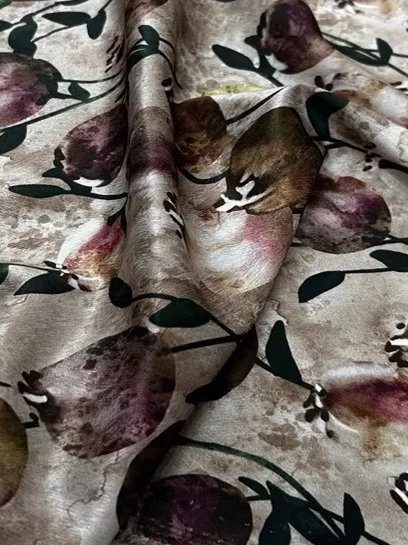 

Тяжелый черный шелк с розовым узором, ткань из шелка Dongguan Large Brand, шелковый материал Engbo, шелковая ткань для печати SLK