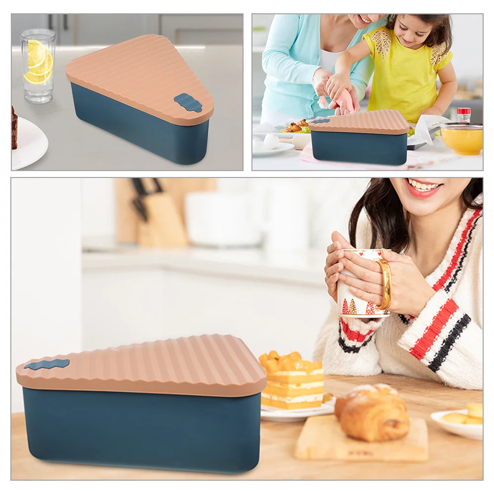 

Silicone Storage Box Small Blue Pizza Slice Carrier Lightweight Portable Dessert Container Pastry Case Reusable Kitchen Bar