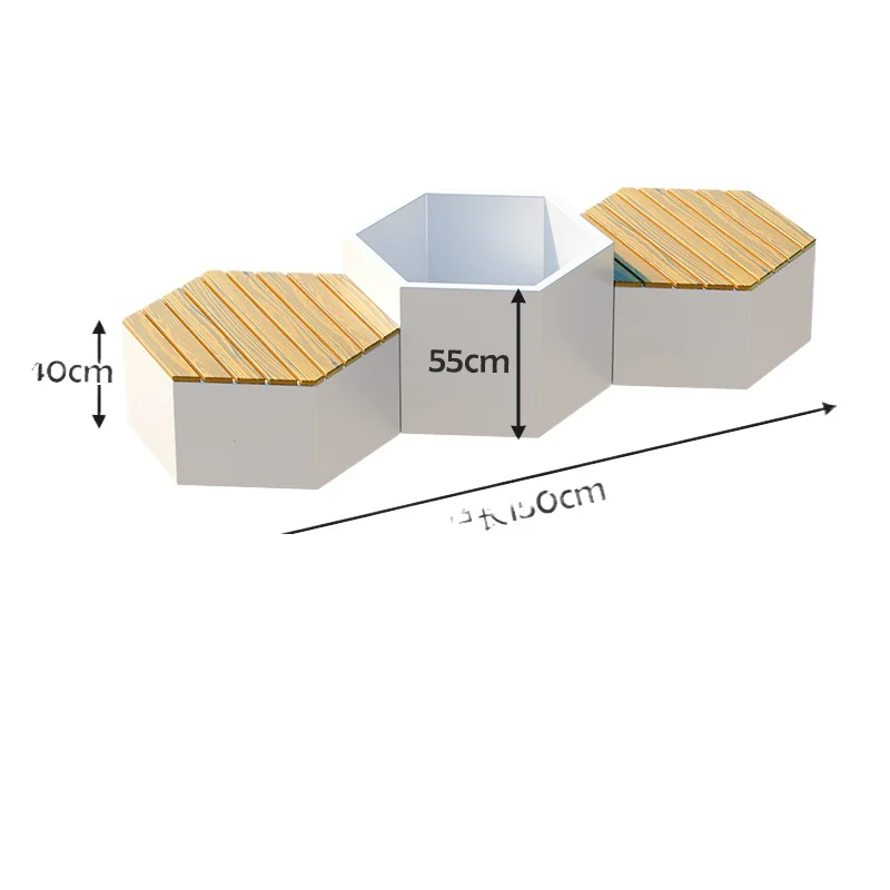 Zf Outdoor Flower Box Public Seat Combination Landscape Flower Bed Solid Wood Preservative Wood Rest Stool