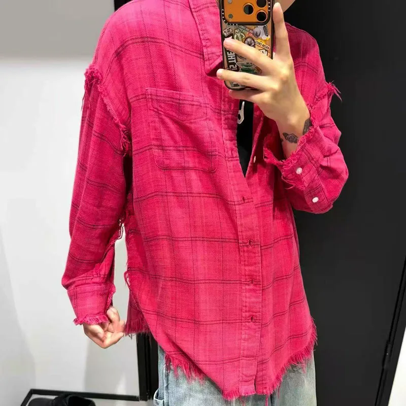 Women's shirt 2026 Autumn New Single breasted Loose Women's Long sleeved Top pure cotton plaid lapel women's blouse casual tops