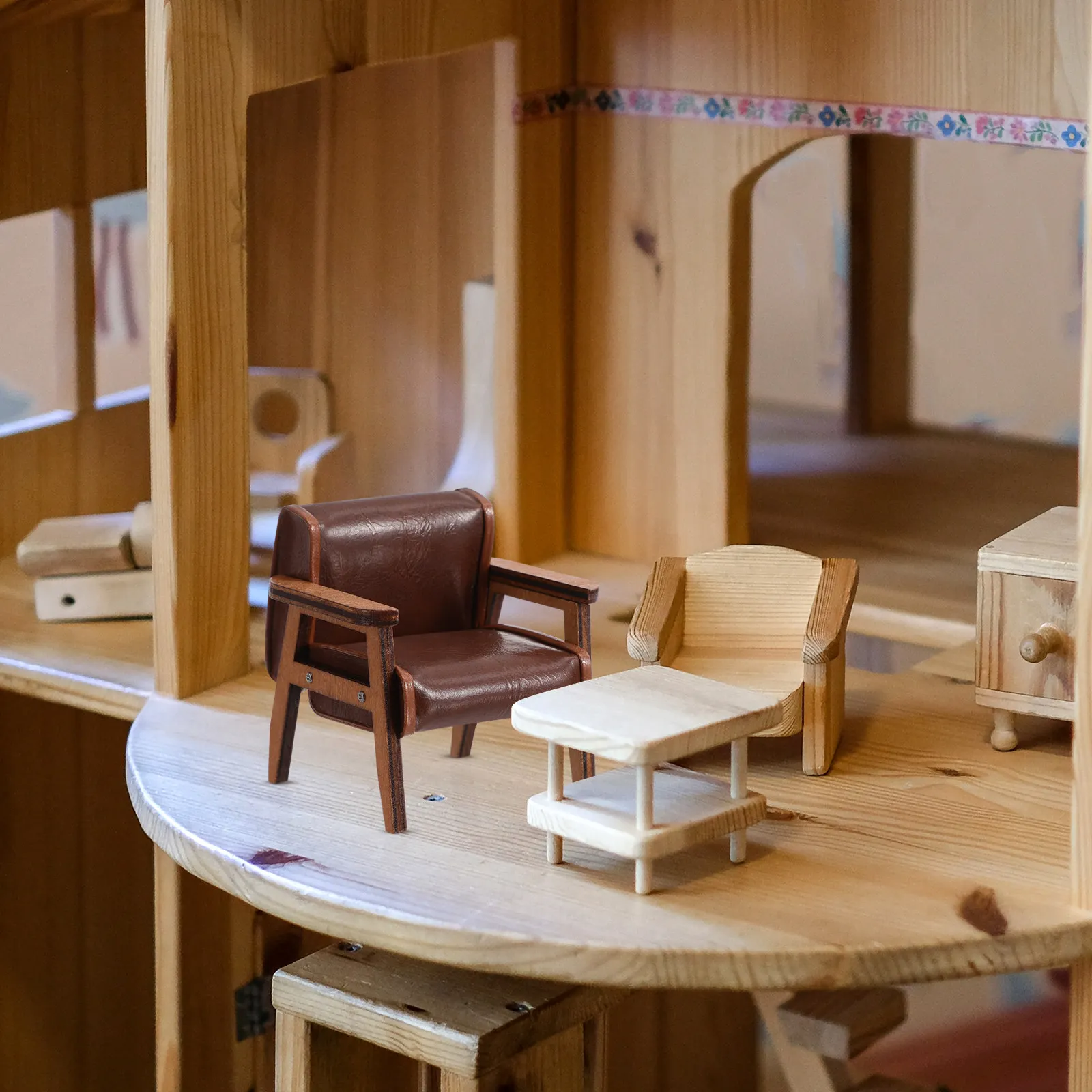 

Миниатюрное кресло-диванчик из ПУ кожи, деревянная мини-мебель, удобное винтажное украшение для миниатюрного домика, мини-кресло для миниатюрных интерьеров