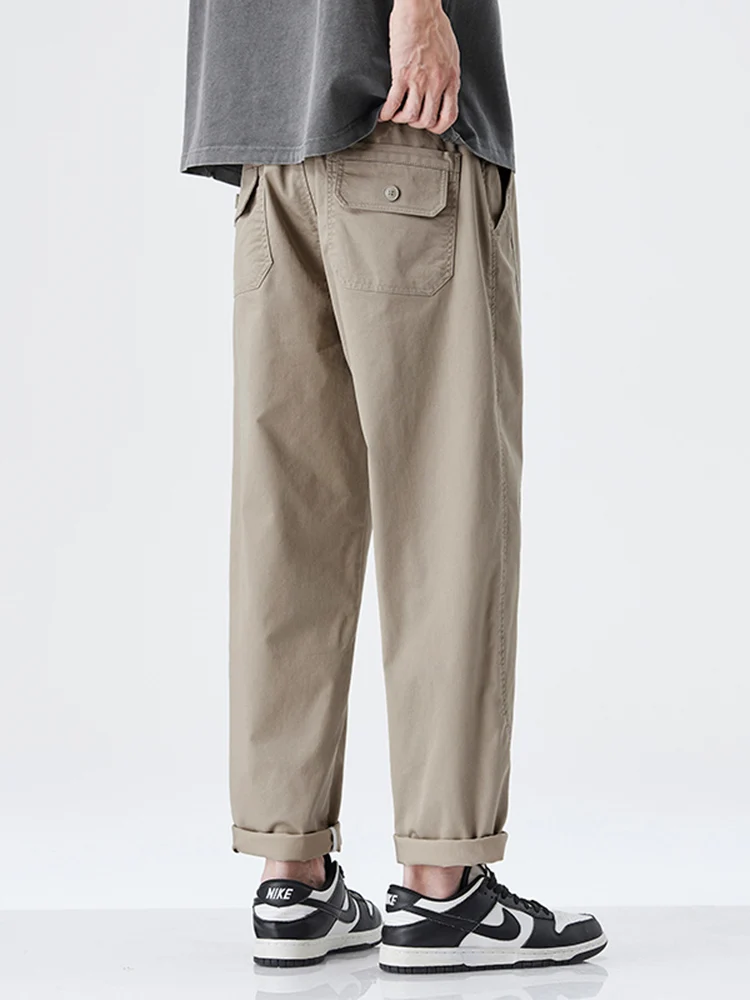 

Retro American Work Pants Men's Summer New Loose Straight Casual Pants Men's Trendy Haome Long Pants Cotton Blend Fabric B...