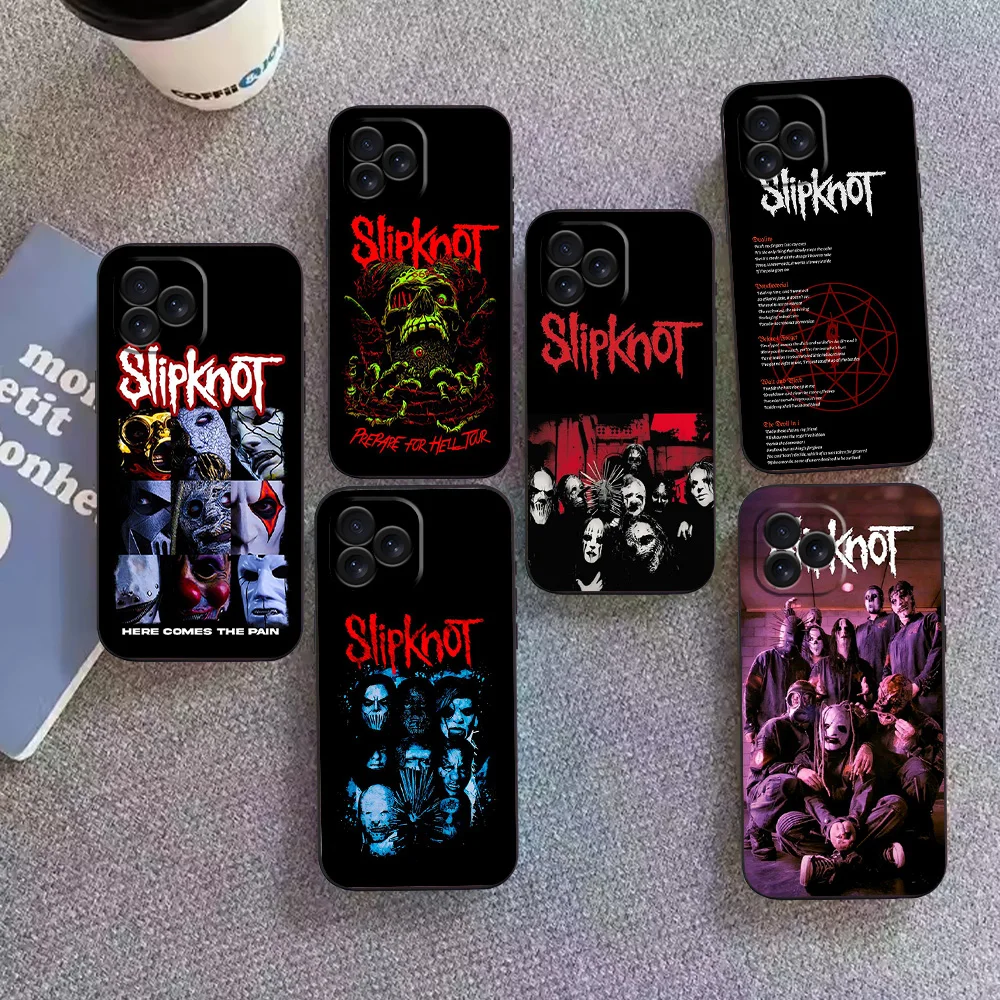 S-SlipknotS Rock Band Phone Case for iPhone 12 11 13 14 15 16 Max Pro Plus Black Soft Silicone Cover