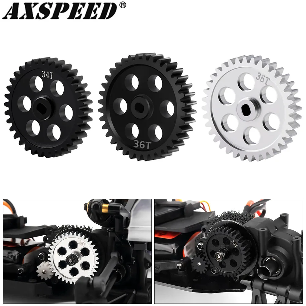 Engrenages de boîte de vitesses en acier AXSPEED 34/36T, engrenage principal de transmission moteur pour pièces de mise à niveau 1/24 Lo-si Micro-B