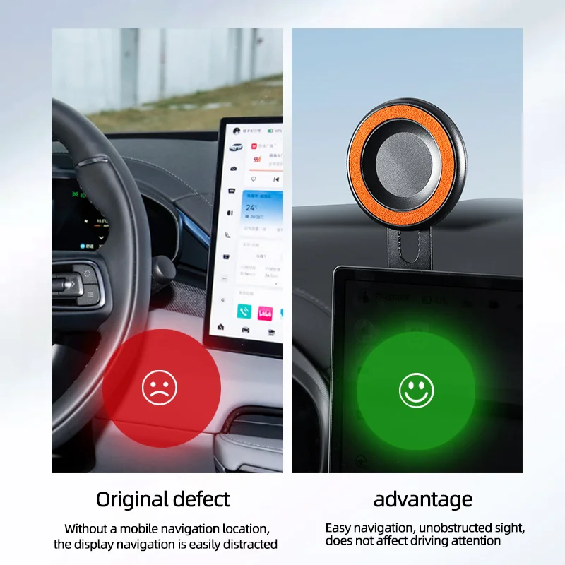 Alcantara Floating Magnetic Phone Holder For ZEEKR 001 Rotatable Hi-low angle unlimited Car Phone Holder Auto Accessories