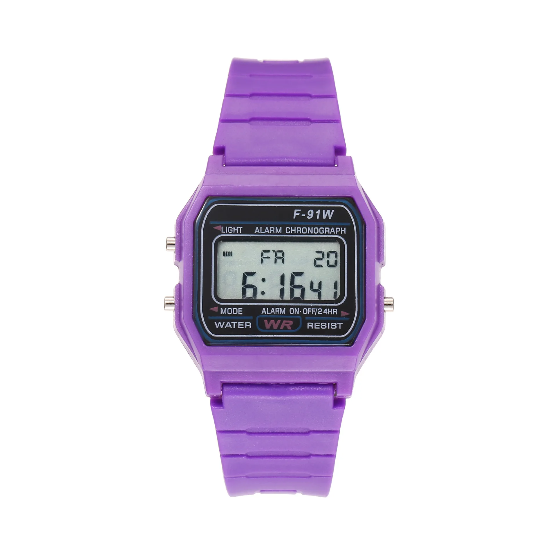 ساعة رياضية جديدة متعددة الوظائف للأطفال للنساء بحزام مطاطي F-91W ساعة رقمية مع منبه بإضاءة خلفية LED هدية للطلاب #4
