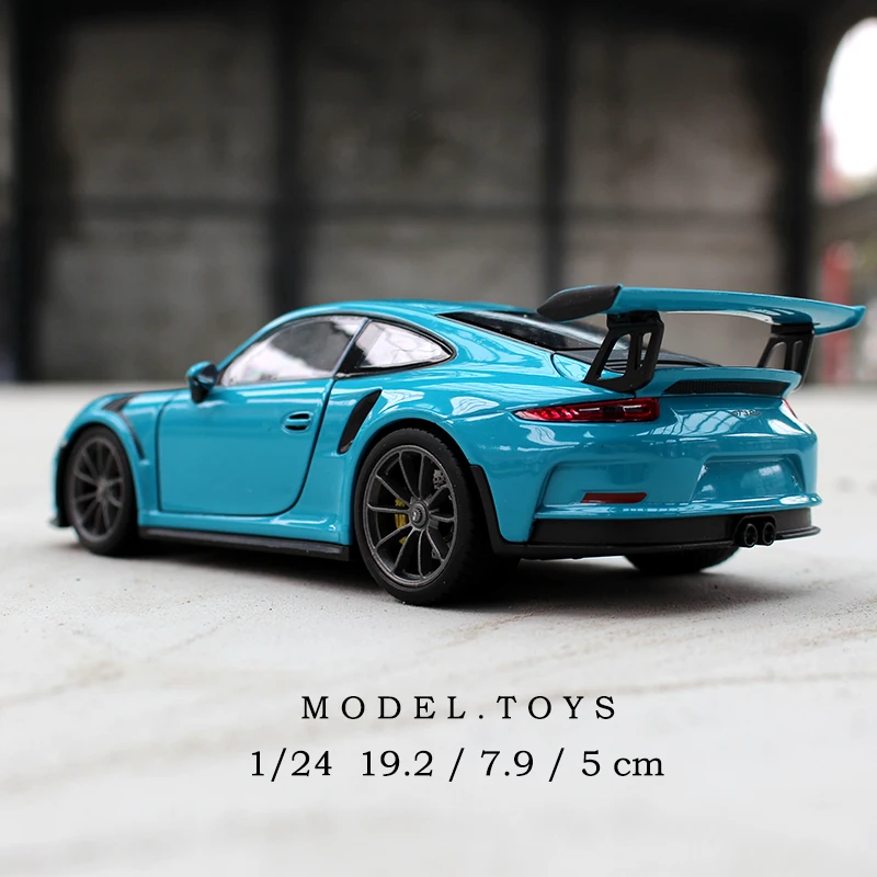 WELLY 1:24 Porsche 911 GT3 RS Blue Car Alloy Car Model Simulation Car Decoration Collection Gift Toy Die Casting Model Boy Toy