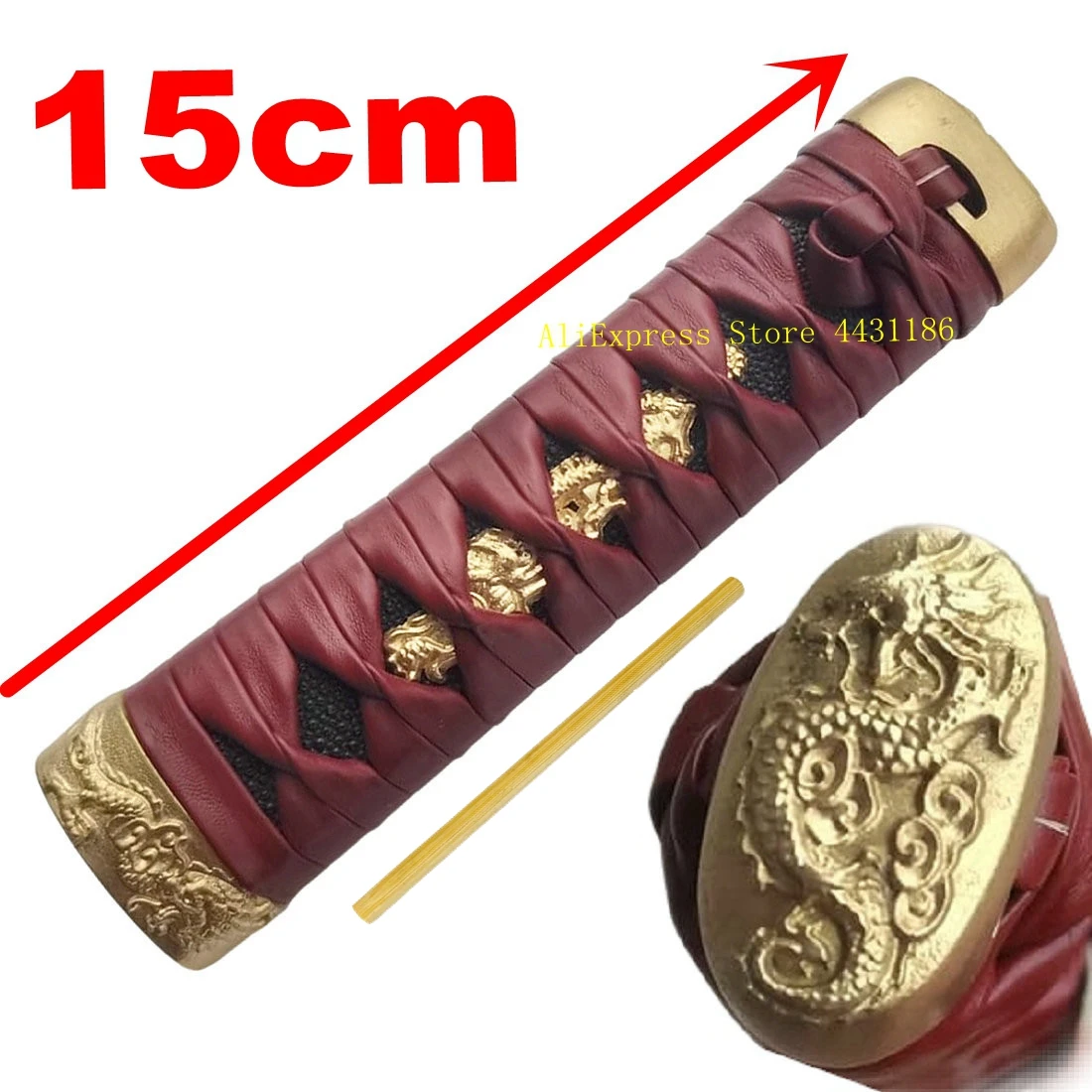 15cm alça de couro ito tsuka punho cobre dragão fuchi kashira menuki mekugi para japonês tanto katana espada curta acessórios diy
