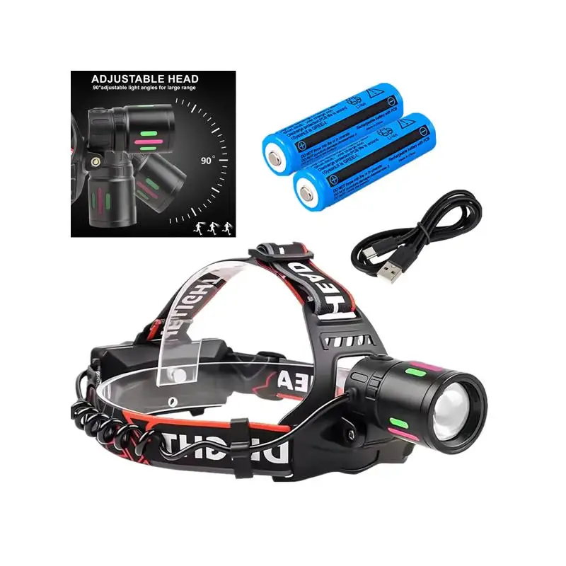 

Rechargeable LED Headlamp with Zoom, 3 Modes for Camping, Hiking, and Worklight