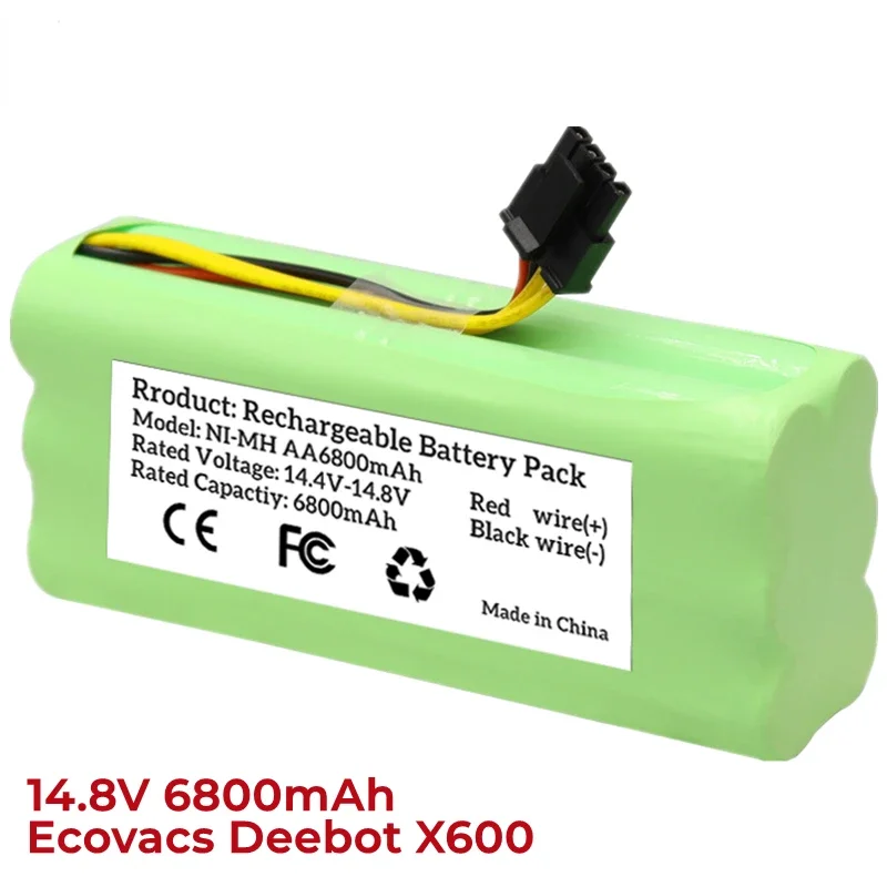 Ni-Mh Aa 6800Mah Voor Ecovacs 14.8V Oplaadbare Batterij Deebot Deepoo X600 ZN605 ZN606 ZN609 Midea VCR01 VCR03 Vacuüm cleaner