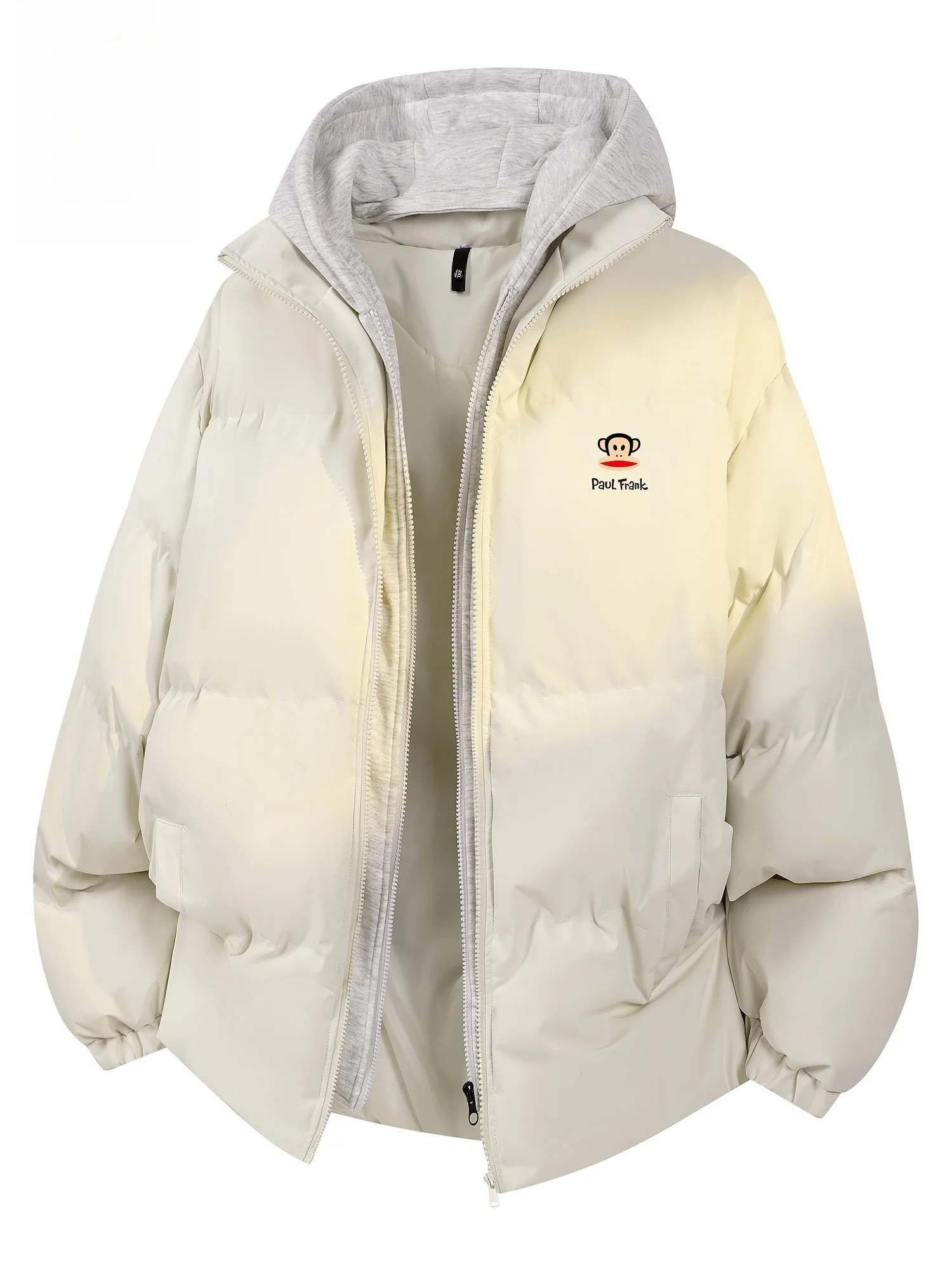 

PaulFrank Monkey Winter Casual Loose Men's Cotton Jacket Anti-Cold Polyester Fiber Long Sleeve Zipper Closure Coat for Youth