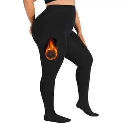 Plus Size Heavy High Waist Fleece Lined Leggings Super Warm Thicken Pants Winter Oversized Pantyhose Tight