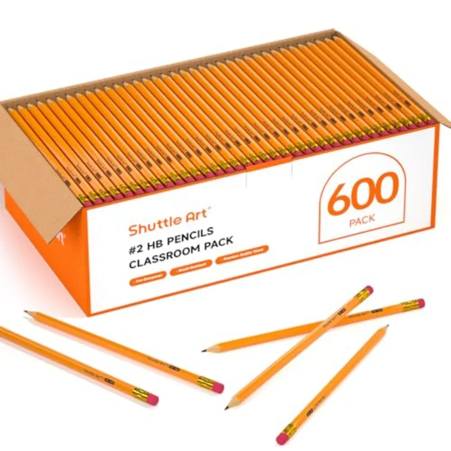 

Wood-Cased #2 HB Pencils, 0 Pack Sharpened Yellow Pencils with Erasers, Bulk Pack Graphite Pencils for School and Teacher Suppl