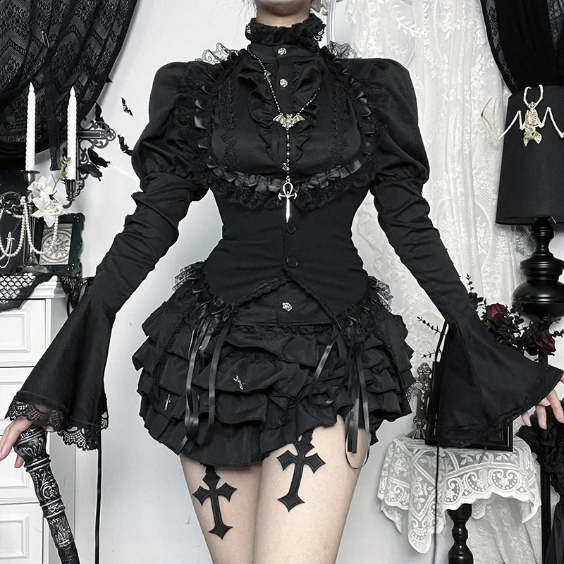 Goth escuro vintage halter renda guarnição espartilho topo para mulheres halloween roupas góticas sem mangas sem costas recortadas topos casaco dia das bruxas