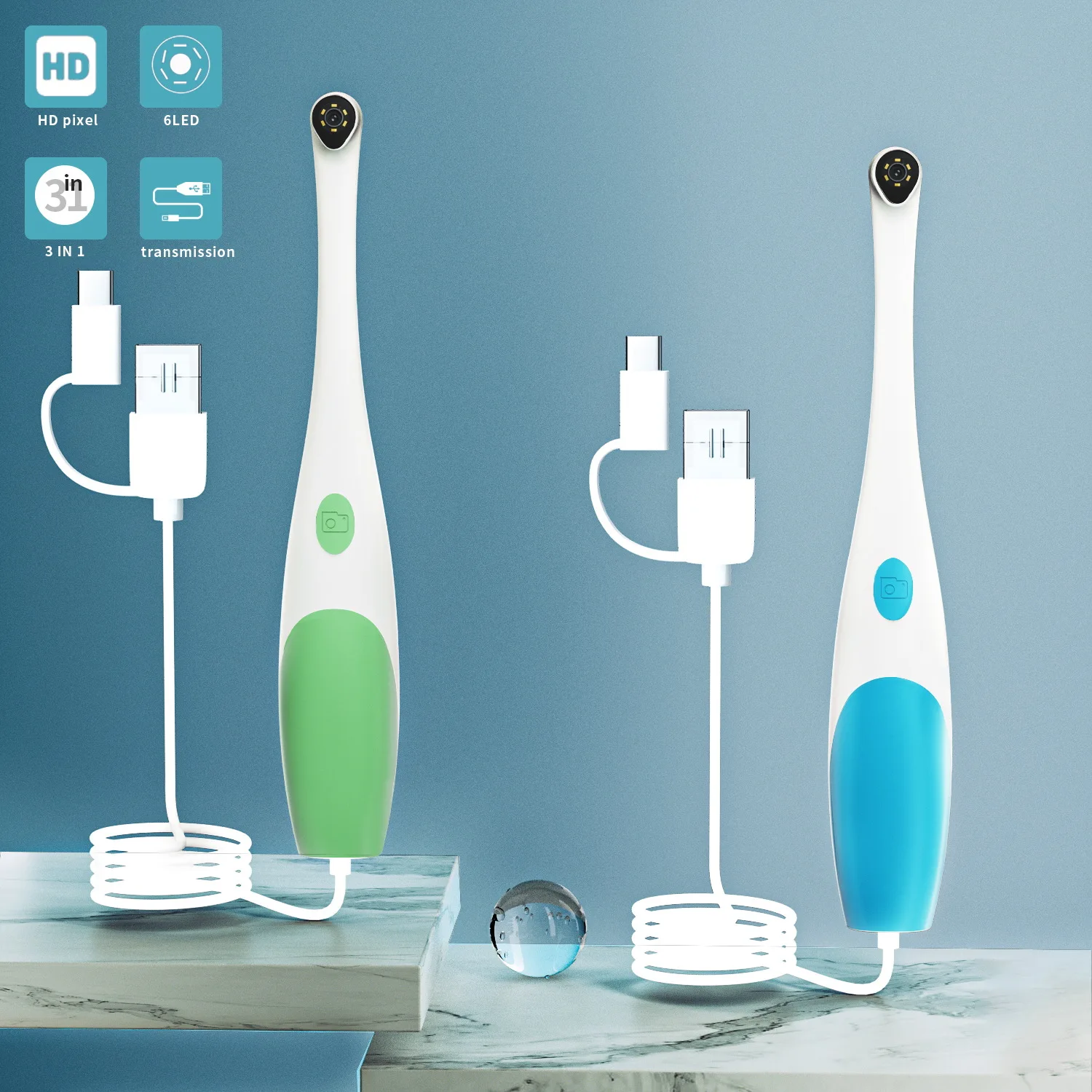 2MP HD Dental Intraoral  Camera Intra Oral Endoscope 6 LED IPX67 waterproof USB type C 2 Meter wired Cable For phone PC Home use