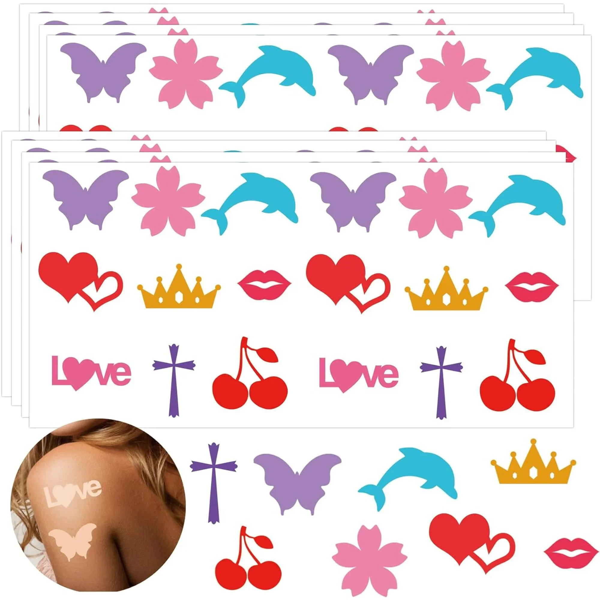 270 Pcs Tanning Bed Stickers Assorted Shapes for Sunbathing Tattoos