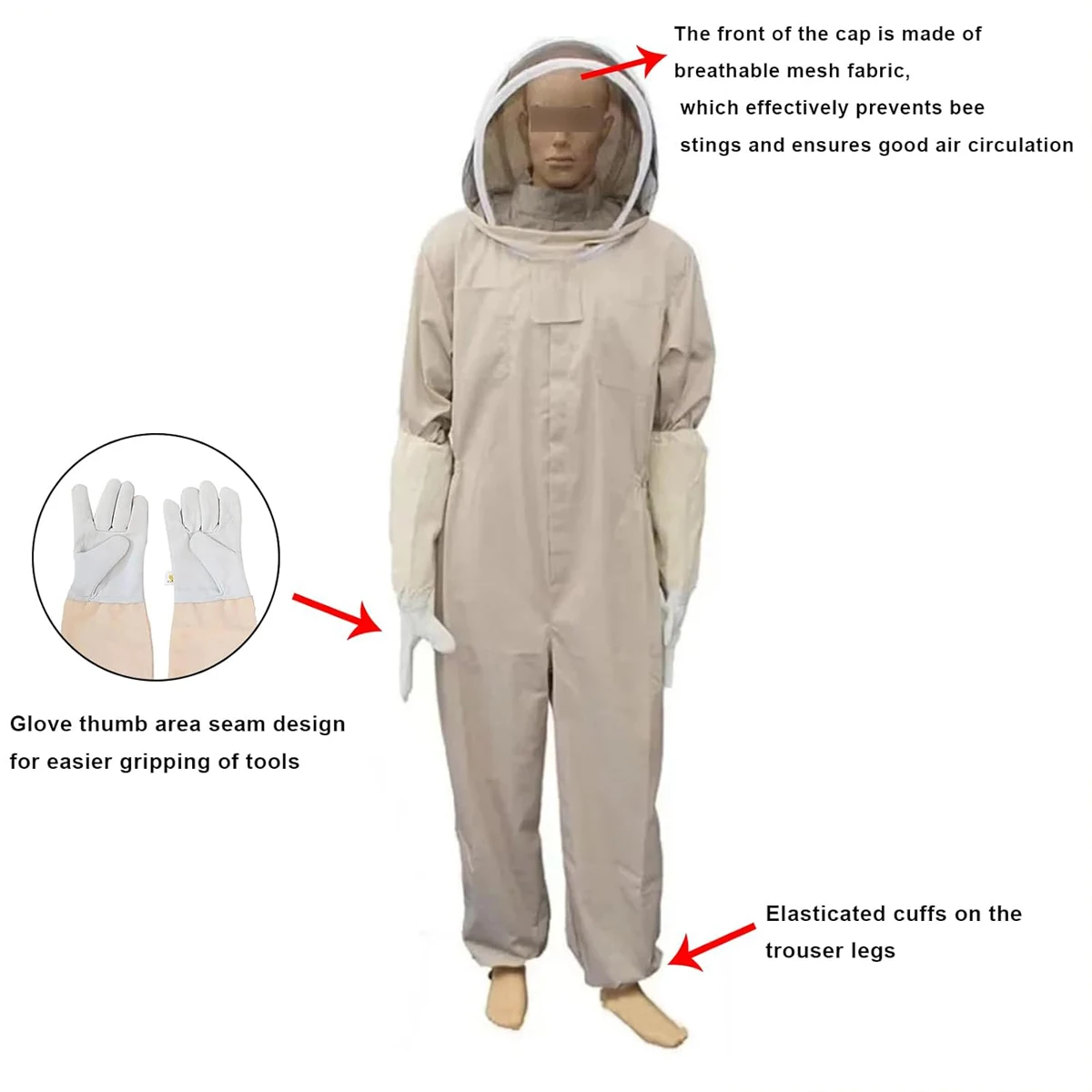 Breathable Beekeeping Suit With Gloves Hat Beekeeper Children Working Net Clothes Zip Equipment Children's Insect-proof Clothing view 2