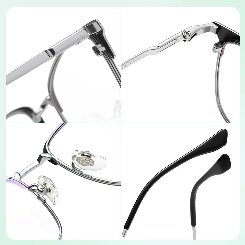 نظارات كارو من التيتانيوم النقي، نظارات طبية مربعة مضادة للضوء الأزرق لقصر النظر للرجال، نظارات بصرية تقدمية