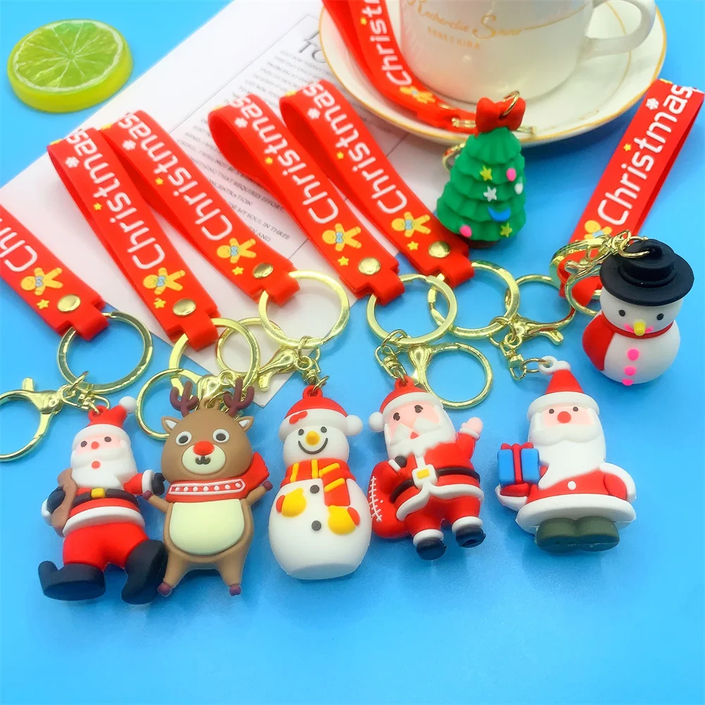 Cartoon Cute Christmas Snowman Keychain Santa Claus Gingerbread Man Pendant Backpack Car Key Chain Festival Gifts