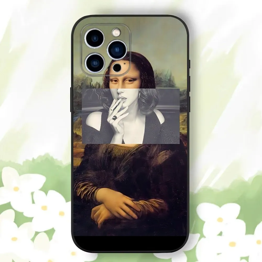 Art David Mona Lisa  Phone Case For iPhone 16,15,14,13,12,11 Plus,Pro Max,XS,X,XR,SE,Mini,8,7，Soft Silicone Black Cover