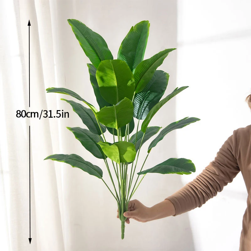 88cm 24Leaves Large Tropical Palm Tree Fake Banana Plants Leaves Real Touch Strelizia Plastic Monstera Plant for Home Garden