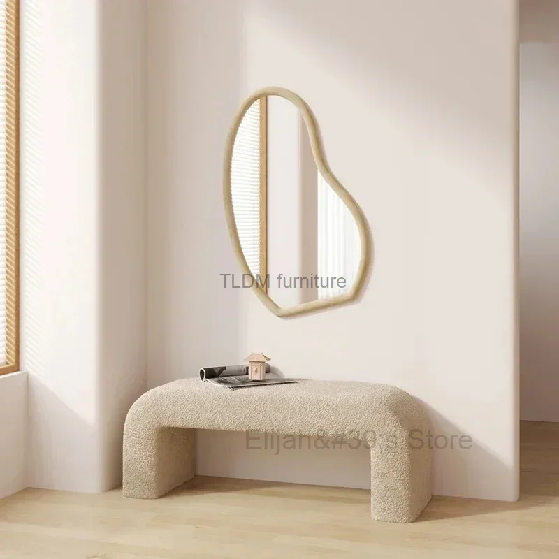

Modern Simple Lamb Wool Bench Stool Living Room Furniture Recreation Area Shoe Changing Stool Fitting Room Bedroom Bed End Stool