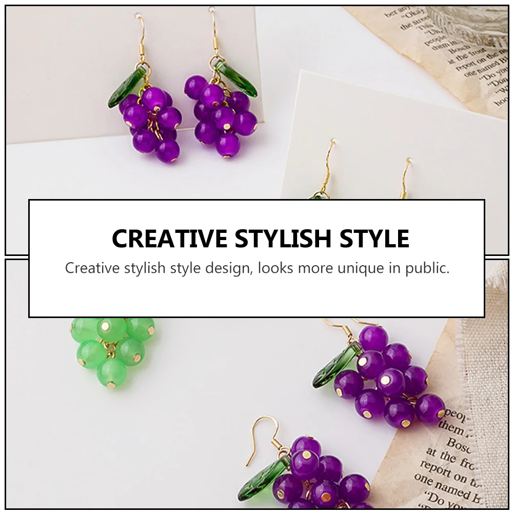 Grape Bunch Earrings Unique Fashion Female Interesting Gift Fashionable Decorative Plastic Jewelry Fruit Series
