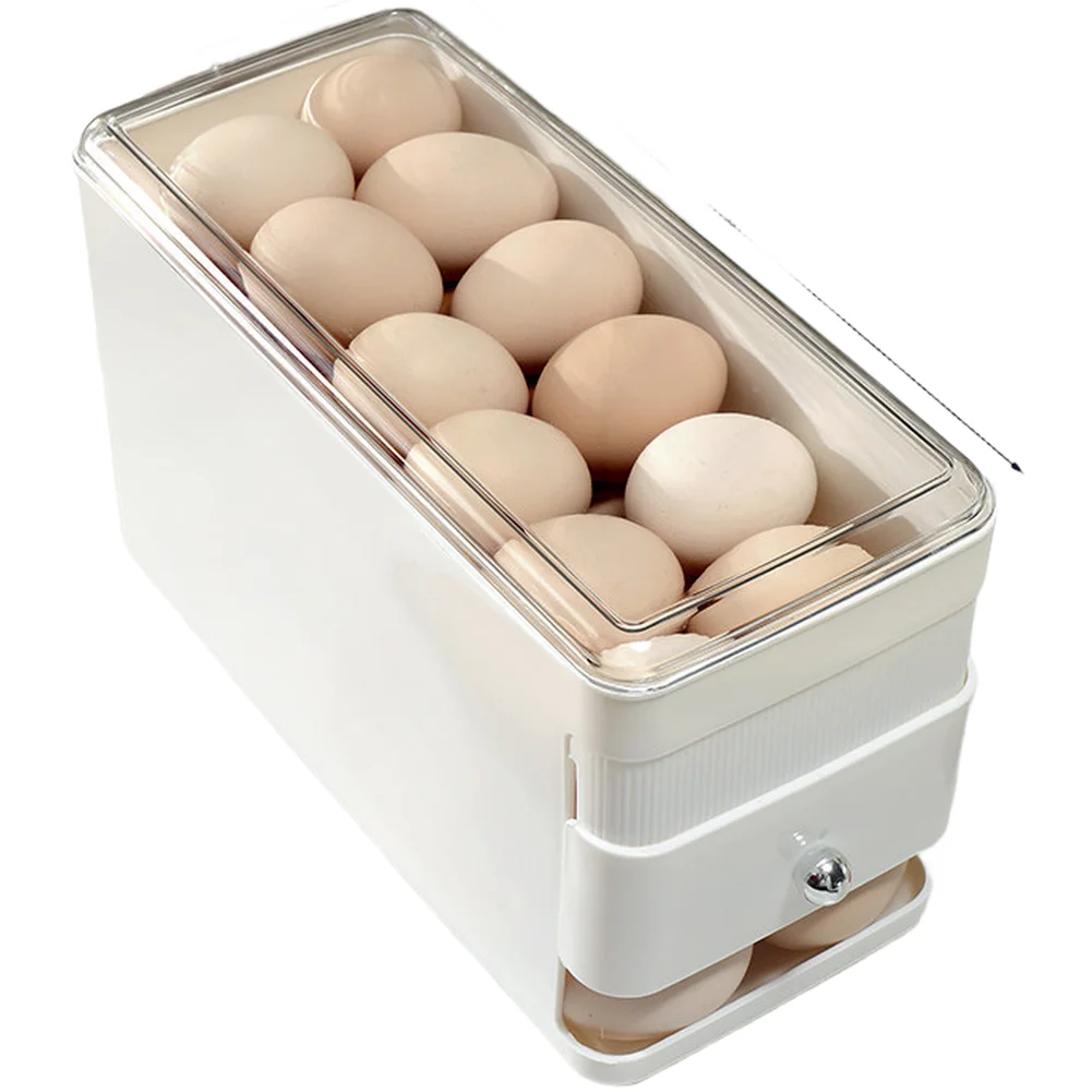 Rolling Kitchen Fridge Organizer Designed for Eggs Holds 30 Units Spacious Layout Compatible with Various Egg Sizes