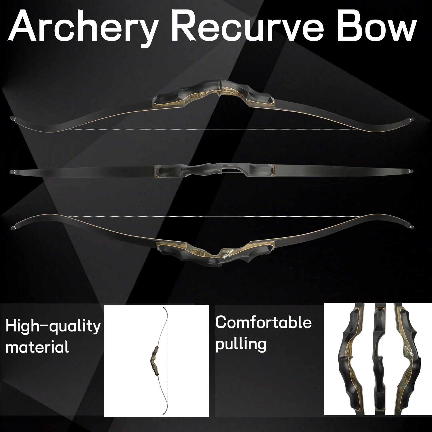 Archery Recurve Bow Arrow Set 62" High-Density Technical Wood Riser Detachable Adults Hunter Outdoor Hunting Target Shooting - view 4