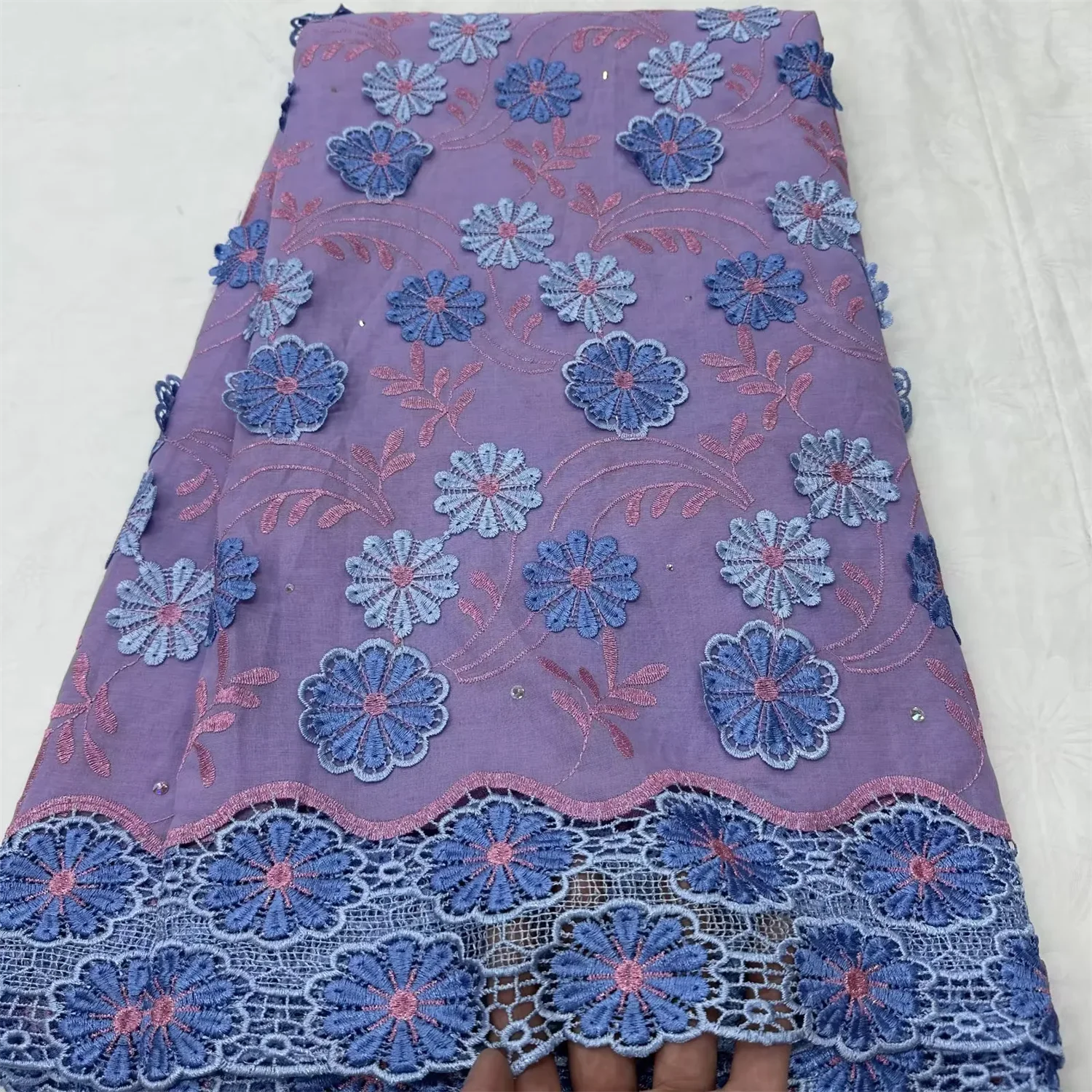 

Nigerian 100% Cotton Embroidered Lace Fabric 2025 High Quality 5 Yards African 3D Flowers Lace Fabric For Sewing Wedding Dresses