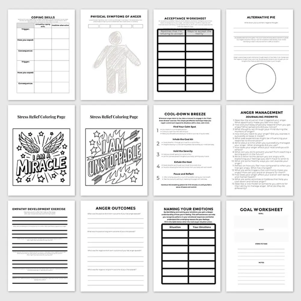 Coated Paper Anger Control Journal Planning Tool Control Your Emotion Work Record Sheet Clear Chapter Practical