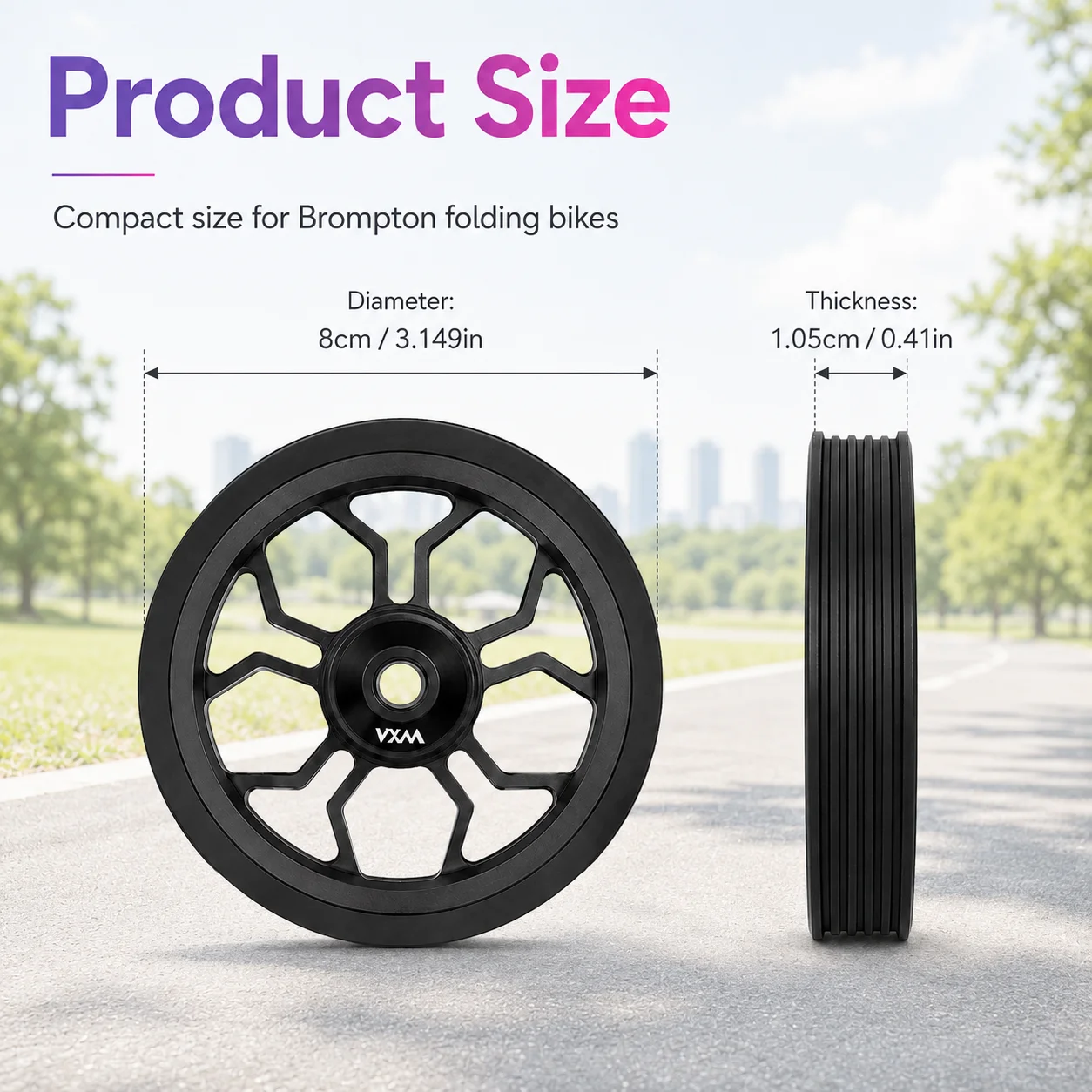 VXM 80MM Faltbares Fahrrad Easywheel, großes Easy Wheel aus Aluminiumlegierung, modifizierte, gedichtete Lager-Schubräder für Brompton – Detail 2