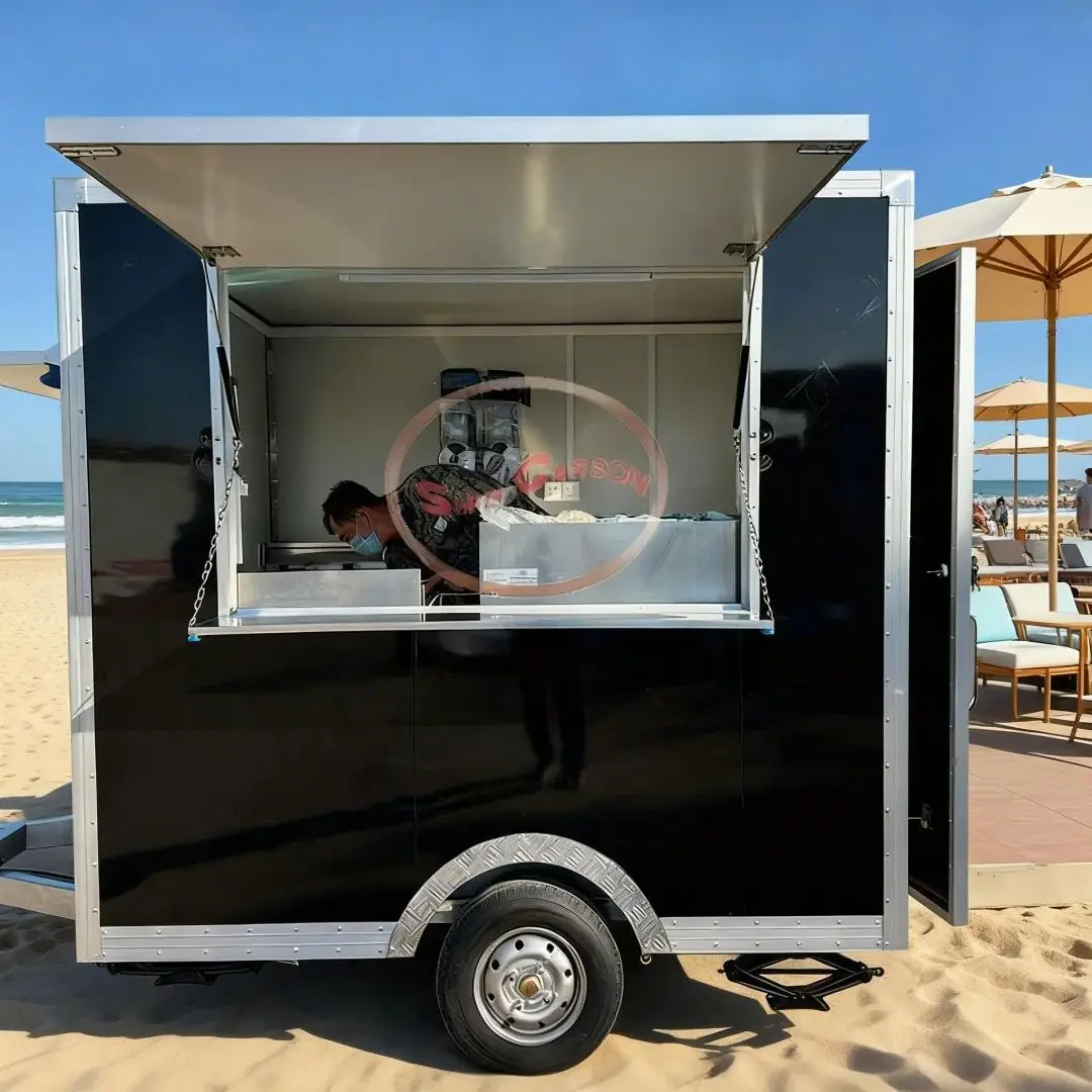 

Entrepreneurship Essential Cost-Effective Mobile Food Truck Towing Food Trailer Outdoor Commercial Street Snack Cart