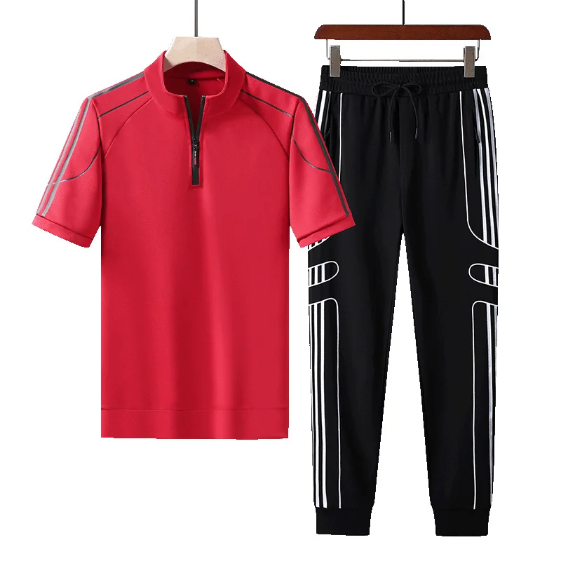 2024 Summer New Fashion Sports Running Plus-Size Men\'s Casual Relaxed Comfortable Breathable High-Quality Two-Piece Set M-8XL