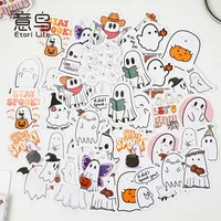 45PCS/Box Funny Cartoon White Ghost Cute Theme Stickers Decorated Notebook Water Bottle Classic Toys And Stationery Decal