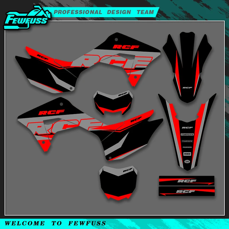 

Fewfuss для Honda CRF250F CRF 250F 2019 2020 2021, полная графика, наклейки, наклейки для мотоцикла, фон, индивидуальный номер, имя