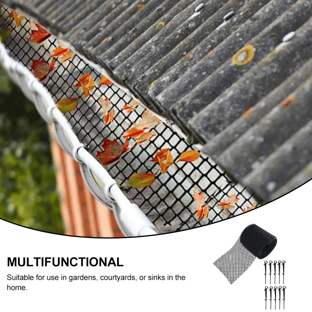 Plastic Gutter Guard Protective Netting Anti Leaf Mesh Garden Yard Home Drainage Trough Sink Durability Heat Resistance Easy